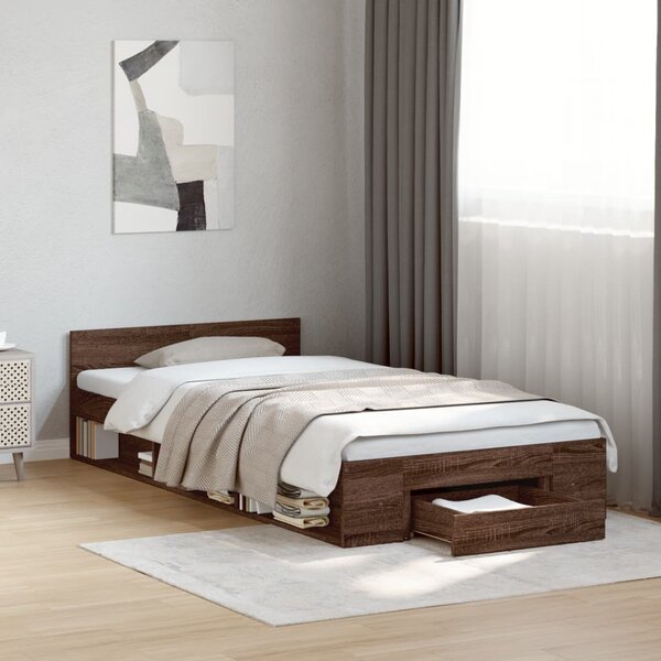 Rám postele se zásuvkou hnědý dub 75 x 190 cm kompozitní dřevo 3280810