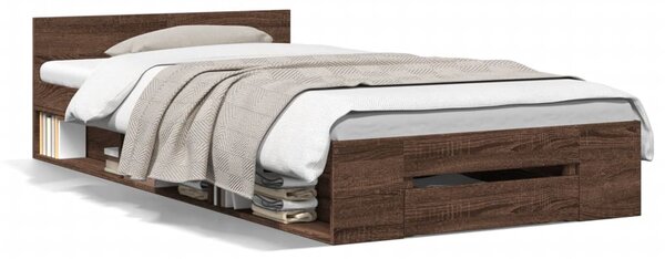 Rám postele se zásuvkou hnědý dub 75 x 190 cm kompozitní dřevo 3280810
