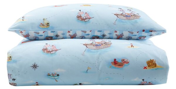 Modré bavlněné dětské povlečení do postýlky 120x150 cm Pirates – Belle & Boo