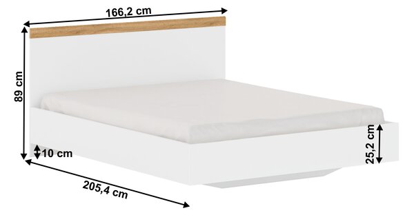 Manželská postel 160 cm Vilgi (bílá + dub wotan)