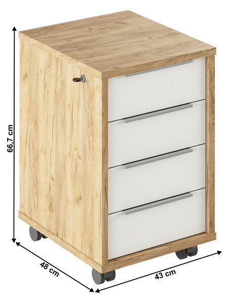 Skříňka na kolečkách Rumia 30 (dub artisan + bílá)