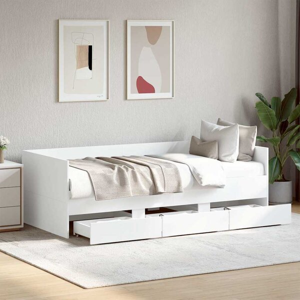 Válenda se zásuvkami bez matrace bílá 75 x 190 cm 3280832