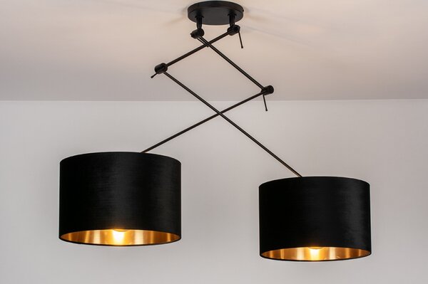 Závěsné svítidlo nad jídelní stůl černé Riteliotte Black and Gold Duo (LMD)