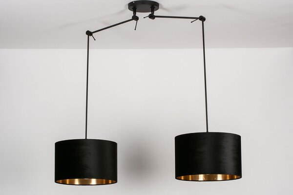 Závěsné svítidlo nad jídelní stůl černé Riteliotte Black and Gold Duo (LMD)