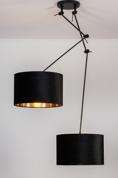 Závěsné svítidlo nad jídelní stůl černé Riteliotte Black and Gold Duo (LMD)