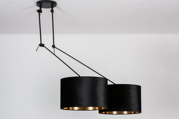 Závěsné svítidlo nad jídelní stůl černé Riteliotte Black and Gold Duo (LMD)