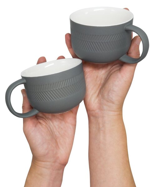 Porcelánová čajová souprava Agatha‘s Bester Hygge, matně šedá, konvice 0,9 l a 2 šálky, s nerezovým sítkem