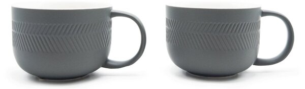 Porcelánová čajová souprava Agatha‘s Bester Hygge, matně šedá, konvice 0,9 l a 2 šálky, s nerezovým sítkem