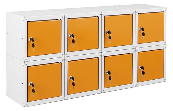 8x Uzamykatelná kovová skříňka Trestles SKM 350x350x350, žlutá dvířka