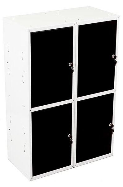 4x Uzamykatelná kovová skříňka Trestles SKM 350x350x700, černá dvířka