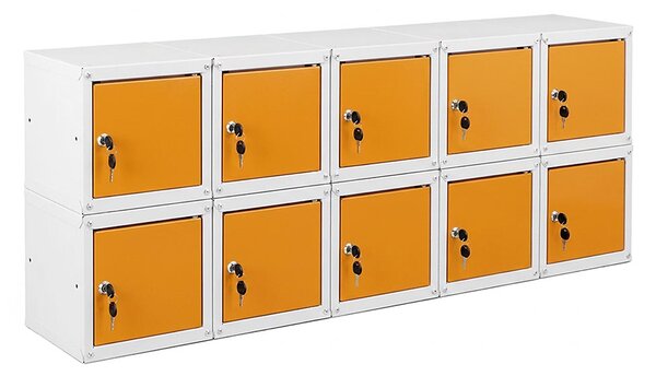 10x Uzamykatelná kovová skříňka Trestles SKM 350x350x350, žlutá dvířka