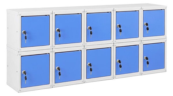 10x Uzamykatelná kovová skříňka Trestles SKM 350x350x350, světle modrá dvířka