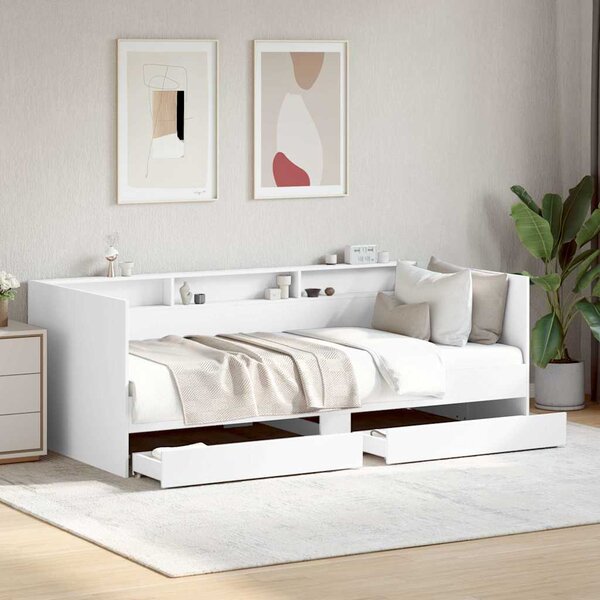 Válenda se zásuvkami bez matrace bílá 75 x 190 cm 3280860