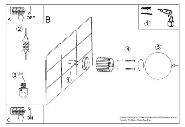 Tmavě modré nástěnné svítidlo Orbital – Sollux