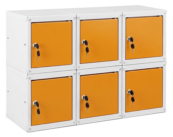 6x Uzamykatelná kovová skříňka Trestles SKM 350x350x350, žlutá dvířka