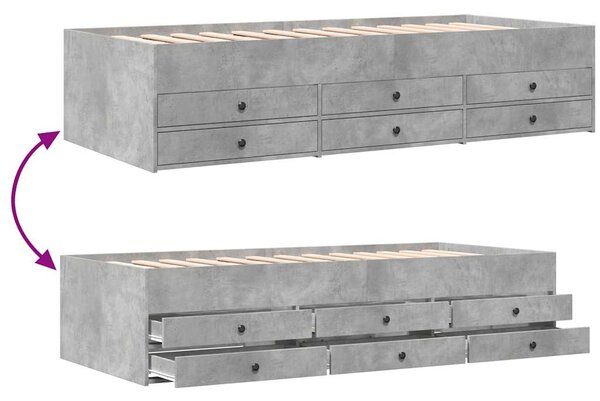 Válenda se zásuvkami bez matrace betonově šedá 75 x 190 cm 3280891