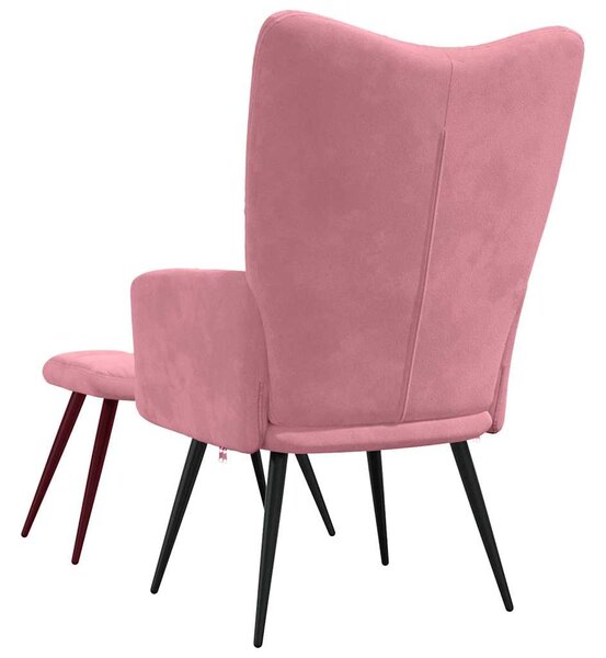 Relaxační křeslo se stoličkou růžové samet 328088