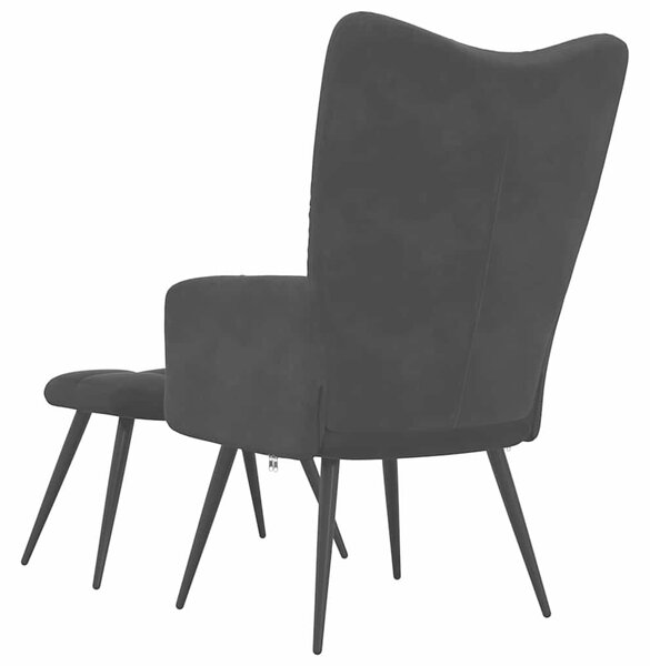Relaxační křeslo s taburetkou černé sametové 328090