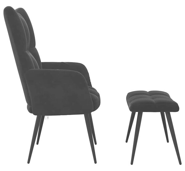Relaxační křeslo s taburetkou černé sametové 328090