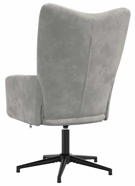 Relaxační křeslo světle šedé samet 328095
