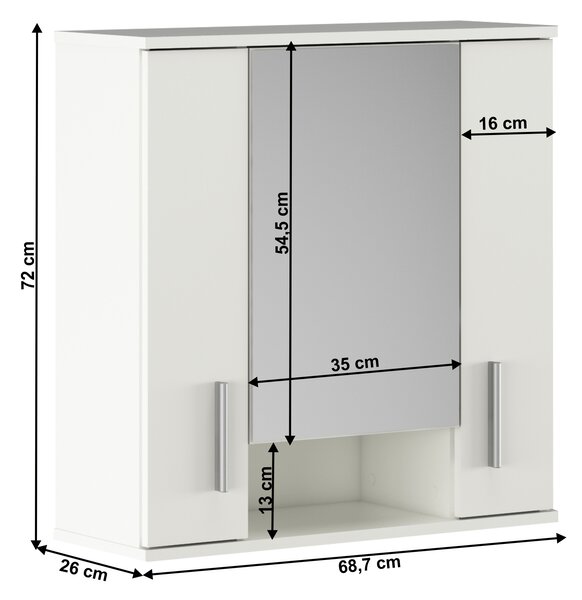 Závěsná koupelnová skříňka se zrcadlem Leah 01 (bílá matná)