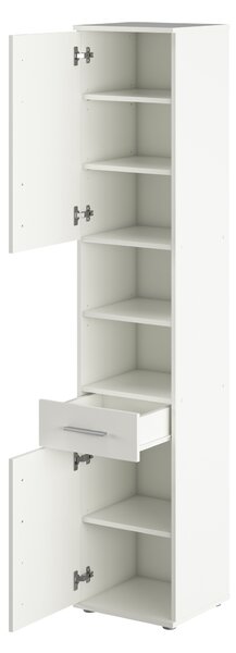 Vysoká koupelnová skříňka Leah 05 (bílá matná)
