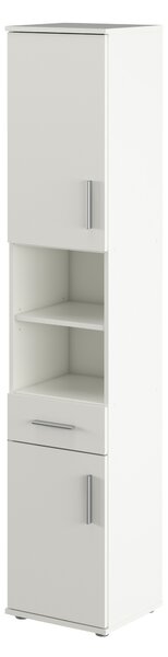 Vysoká koupelnová skříňka Leah 05 (bílá matná)
