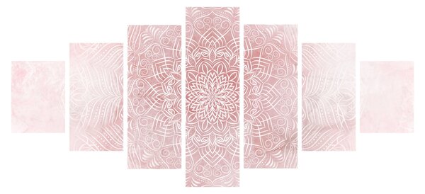 Obraz - Růžová mandala (210x100 cm)