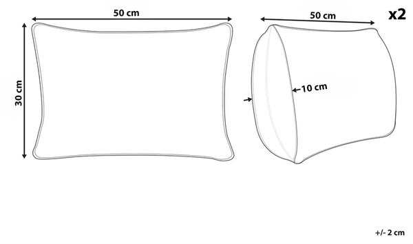 Sada 2 dekorativních polštářů BELLE Umělý samet 50 x 30 cm Taupe Vánoční vzor