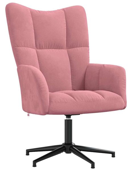 Relaxační křeslo růžové samet 328099