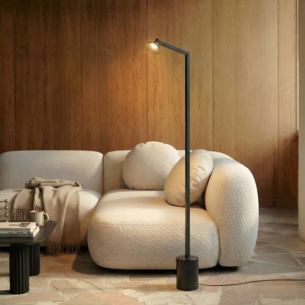 Lucande LED stojací lampa Steve, černá, 130 cm, stmívatelné, stmívatelný, Černá, Obývací pokoj / jídelna, kov, Moderní