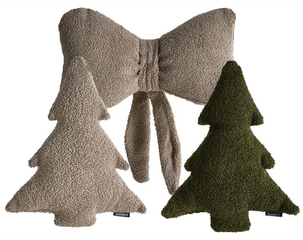 Sada 3 dekorativních polštářů WINTERLAND Buklé 30 x 35 cm 45 x 25 cm Taupe Vánoční vzor