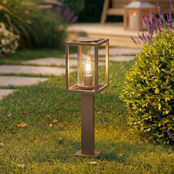 Lucande osvětlení cesty Ferda, 60 cm, hnědá, IP44, stmívatelný, Hnědá / rez, Hliník, Moderní