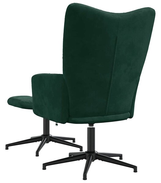 Relaxační křeslo se stoličkou tmavě zelené samet 328108