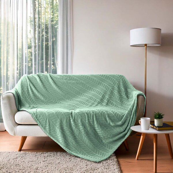 Světle zelený přehoz z mikroflanelu 180x220 cm Arya – douceur d'intérieur