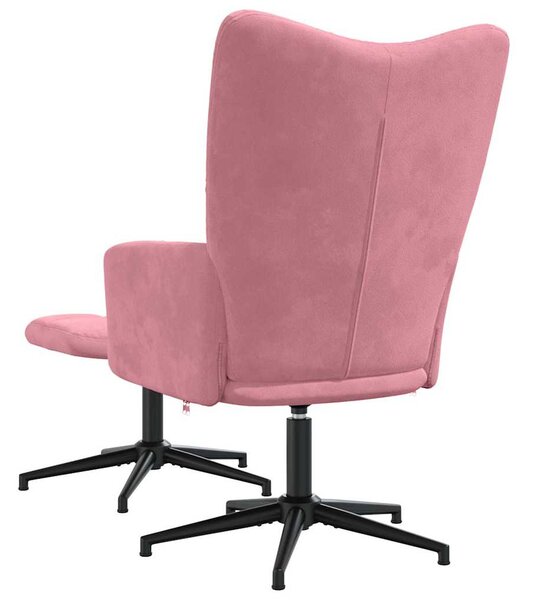 Relaxační křeslo se stoličkou růžové samet 328110