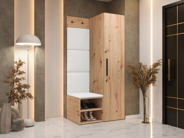 Předsíň Hekurt III, Barva: dub artisan, Barva látek:: ekokůže Soft 017 (bíla) 5903211432705