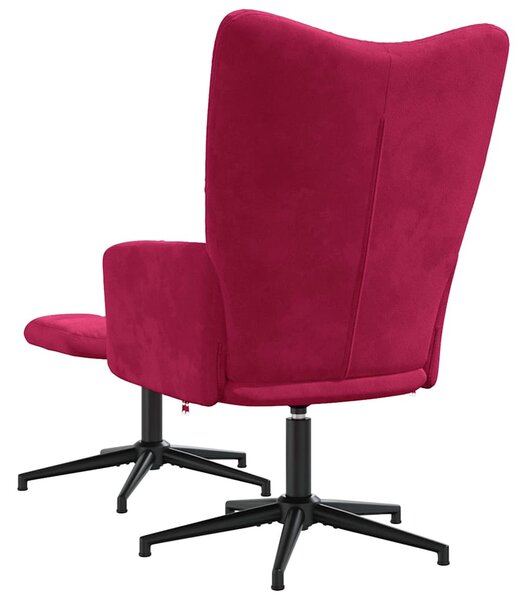 Relaxační křeslo se stoličkou vínové samet 328111