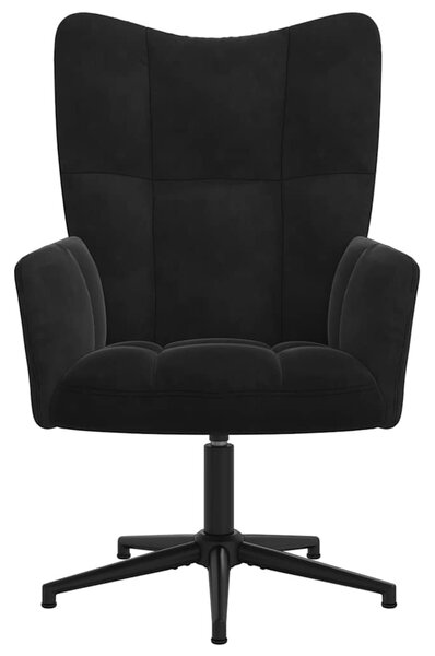 Relaxační křeslo se stoličkou černé samet 328112