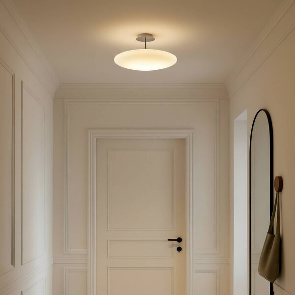 Lindby LED stropní svítidlo Gunda, bílé, sklo, Ø 48 cm, stmívatelné, stmívatelný, Bílá / opál, Obývací pokoj / jídelna, Sklo, Moderní