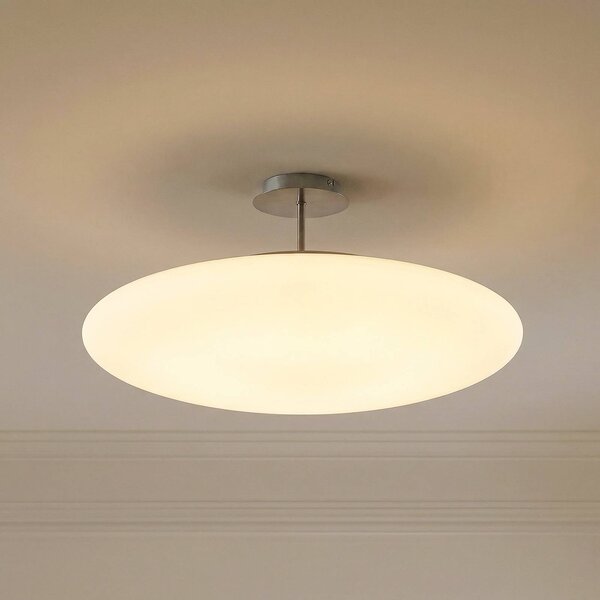 Lindby LED stropní svítidlo Gunda, bílé, sklo, Ø 48 cm, stmívatelné, stmívatelný, Bílá / opál, Obývací pokoj / jídelna, Sklo, Moderní