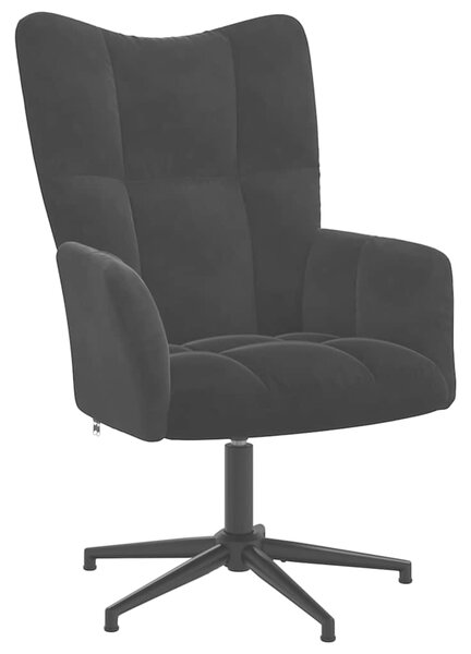 Relaxační křeslo se stoličkou černé samet 328112