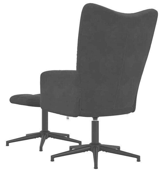Relaxační křeslo se stoličkou černé samet 328112
