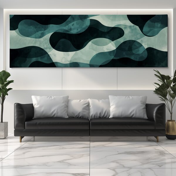 Obraz na plátně - Temné smaragdové skvrny FeelHappy.cz Velikost obrazu (šířka x výška): 60 x 20 cm