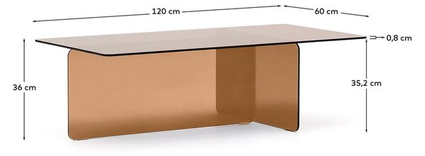 Hnědý skleněný konferenční stolek 60x120 cm Zaren – Kave Home