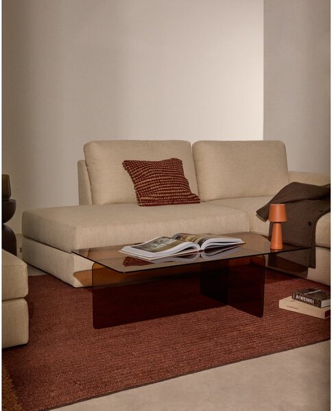 Hnědý skleněný konferenční stolek 60x120 cm Zaren – Kave Home