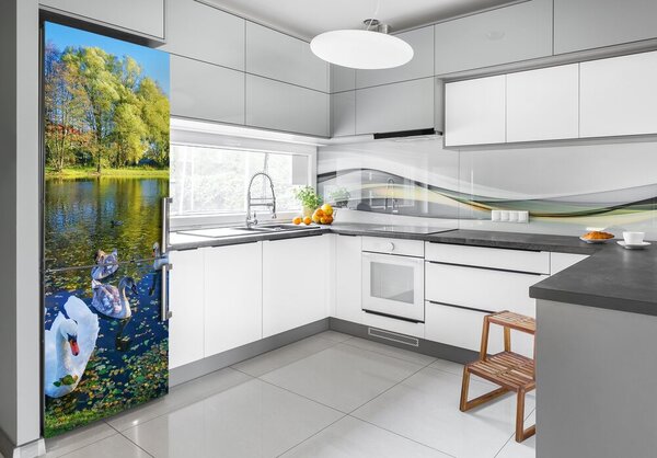 Foto tapeta na ledničku Labutě na jezeře XL FridgeStick-70x190-f-204130724
