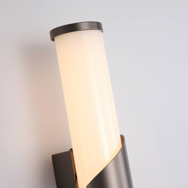 Searchlight LED nástěnné světlo Wrap, IP44, bronzová barva, kov, sklo, 3 000 K, stmívatelný, Bronz / starožitná mosaz, Koupelna, kov