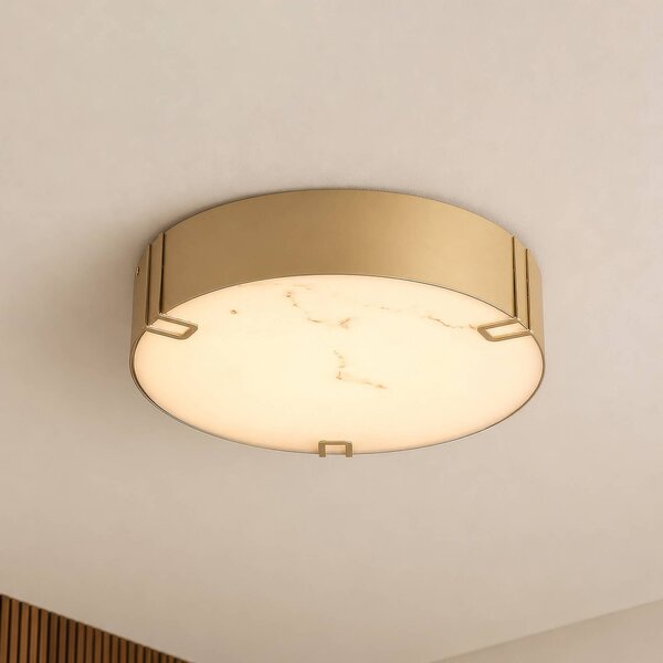Searchlight LED stropní svítidlo Marmo, zlatá barva, kov, IP44, 3 000 K, stmívatelný, Mosaz / zlato, Koupelna, kov