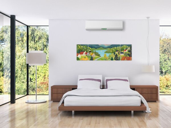 Obraz - Vesnice v horách (170x50 cm)